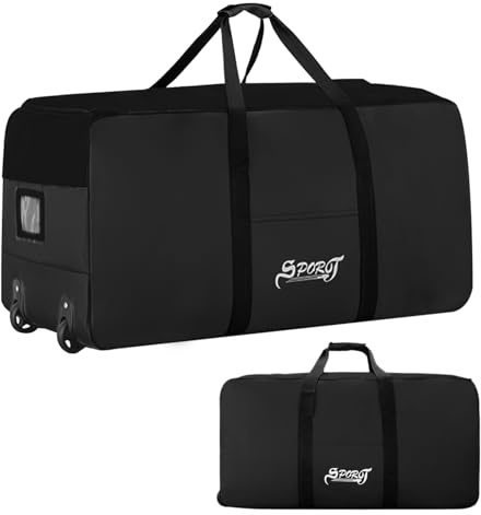 Bolsas de Viaje Grandes con Ruedas, 120L Bolsa de Deporte con Ruedas Impermeable, Bolsa Fin de Semana Plegable para Mujer Hombre, Bolsa Gimnasio para Viajes Deporte, 80x40x40cm (Negro)