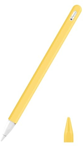 MoKo Carcasa para iPad iPencil de 2ª generación, Funda Protectora para lápiz Capacitivo de Silicona, Tapa con Punta de Repuesto y Clip Integrado, Amarillo Claro