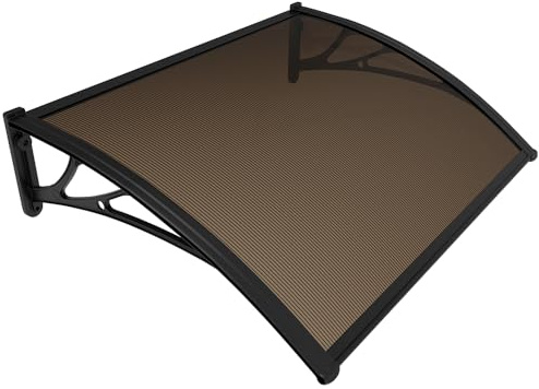 VOUNOT® Marquesinas Exterior para Puertas y Ventanas, 100 x 80 cm Tejadillo de Protección, Toldo Cubierta de Policarbonato en Jardín, Marrón
