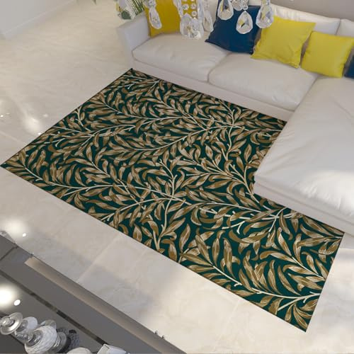 LANDERSION Tappeto antiscivolo 160x200cm Semplice pianta di salice foglia di salice marrone tappeti in lavatrice tappeti antiscivolo a pelo basso lavabili per la casa colonica