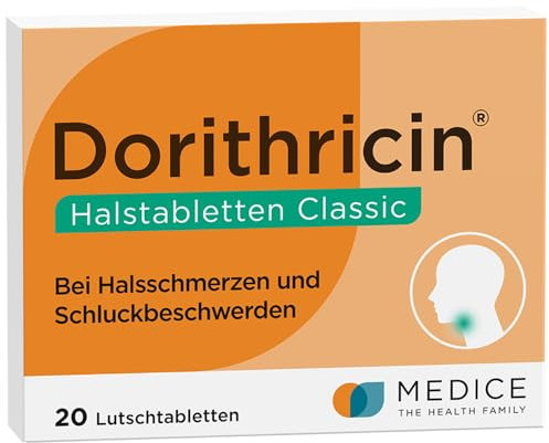 Dorithricin Halstabletten Classic 20 Lutschtabletten bei Halsschmerzen & Schluckbeschwerden - bekämpft Bakterien & Viren - Minzgeschmack - ab 2 J