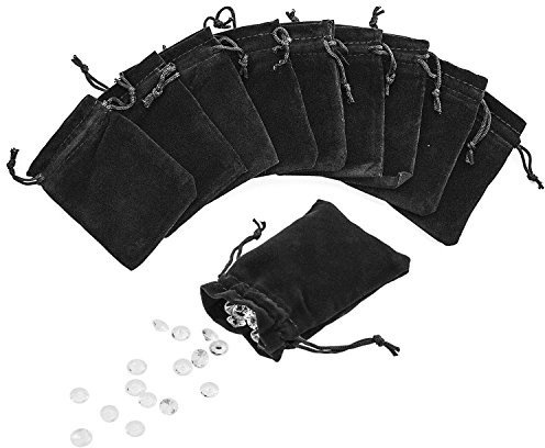 Super Z Outlet 3 x 4 Black Velveteen Sack Pouch Bags for Jewelry, Gifts, Event Supplies (50 Pouches)
