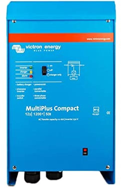 Victron Energy MultiPlus Reiner Sinus Wechselrichter 50 Amp Batterie Ladegerät, Spannungswandler, Transferschalter Inverter Kompakt, 1200VA 12-Volt 230V