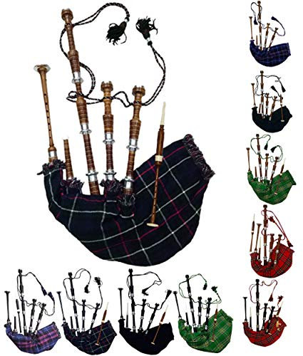 Dudelsack Mackenzie Palisander, Naturfarben, Schottische Highland Dudelsack mit Zubehör, Silberfarben