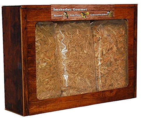 Landree SmokerSet Gourmet Smokerschnitzel für perfektes Raucharoma Mix-Box 3x2L (Robinie, Esche, Schwarzwälder Mischung)