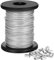 Vinyl Coated Picture Frame Hanging Wire, Stainless Steel Wire Spool with 20 Pieces Aluminum Crimping Loop Sleeve, Supports up to 110 Lbs (1.5 mm x 98 Feet)