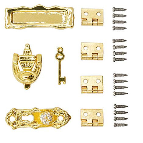 Odoria 1/12 Scale Dolls House Miniature Door Knob Lock Knocker Hinges and Screws Dollhouse Accessories Age 15+