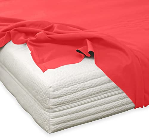 TRAUMSCHLAF kuschelig weiches Feinbiber Haustuch Bettlaken aus 100% Baumwolle ohne Spanngummi in weiteren Farben, Größen 150x250 cm Kirsch