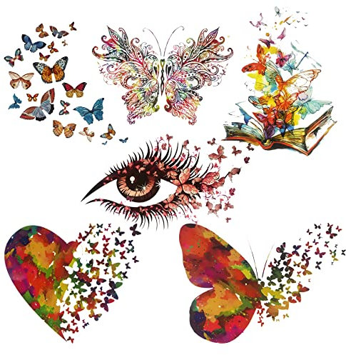 Woohome 6 Stück Schmetterling Bügelflicken Patches zum Aufbügeln, Bügelbilder für Thermotransfers Patch Sticker für T-Shirt Jeans Rucksäcke Familien Kleidung Hut DIY Applikation (Style 1)