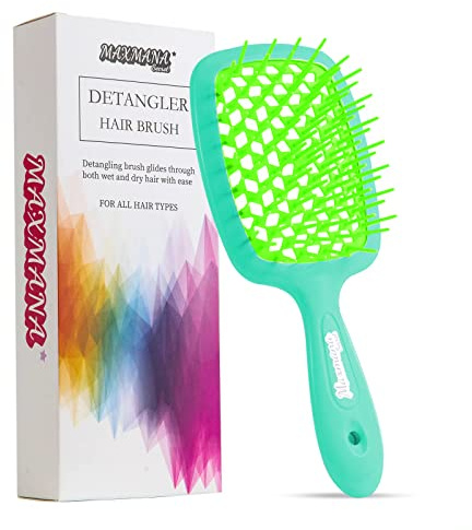 Maxmana Secret Detangler Hair brush,Detangling Brush, Massage Curl Comb for for Women, Men,Girls and Kids for Natural Curly Wet Dry Thick Straight Long Hair (GREEN+GRASS GREEN)