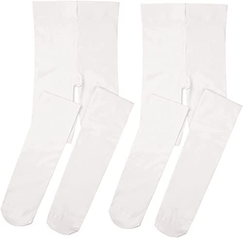 Peiruika Ballett Strumpfhose Mädchen 2er Pack Ballettstrumpfhose Mädchen Tanzstrumpfhose Mädchen für Ballett Sport Party (Weiß, 8-10 Jahre)