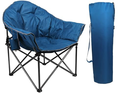 LET'S CAMP Übergroßer Campingstuhl Moonchair Faltbar Untertasse Klappstuhl Angelstuhl Campingsessel aus Oxford Gewebe bis 150kg mit Kühltasche für Outdoor Indoor
