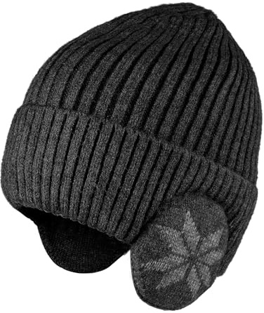 TINAYAUE Bonnet d'hiver unisexe 2 en 1 avec grands cache-oreilles en polaire épaisse et chaude doublée en polaire pour homme et femme - Bonnet de cyclisme coupe-vent - Protection des oreilles
