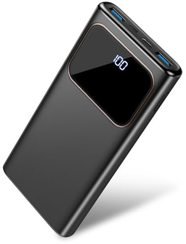 Powerbank 10000mAh, Power Bank PD15W Schnelles Aufladen mit USB C Input & Output Externer Akku, Tragbares Ladegerät LED Display 3 Ausgängen & 2 Eingängen für iPhone 15 14 13 Serie, Samsung S23, Galaxy