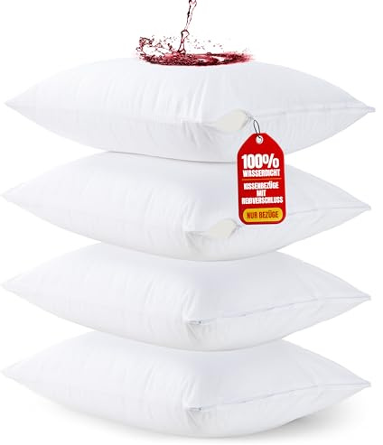 Utopia Bedding Copricuscini Impermeabili 40x70 cm (Set di 4) con Cerniera, Federe Cuscini Letto Certificato Oeko-TEX