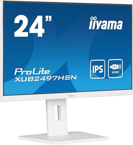 Ecran iiyama XUB2497HSN-W1-23.8, IPS, 1920 x 1080/100Hz, 1H1DP1C, Has, RJ45 USB-c Dock, Charge 65W