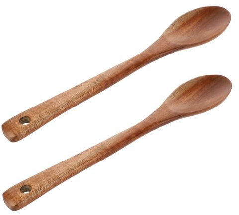 2 cucchiai in legno per cucina, cucchiaio da miele a manico lungo, grandi cucchiai da portata antiaderenti, utensili da cucina per servire, mescolare, mangiare