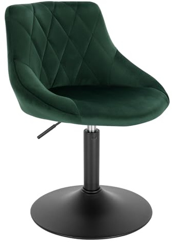 WOLTU Taburetes Altos Cocina con Respaldo Terciopelo Regulables en Altura Taburete Giratorio Peluquería Sillas Bar Taburete de Escritorio, Altura del Asiento 42-58 cm, Verde Oscuro, BH242dgn-1