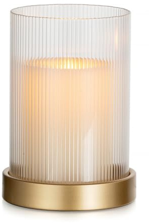 Glasseam Hurricane Glass Metal Candle Holder Tray with Cylinder for Pillar - Table Centrepiece for Living Room Home Decor