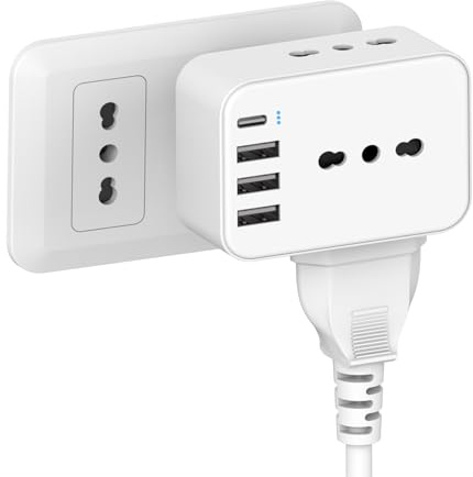 HANYEAL Ciabatta Multipresa Con USB 7-in-1 - Adattatore Schuko, Presa Elettrica, 3 USBA e 1 USB C - Bianco (363IT-A1)