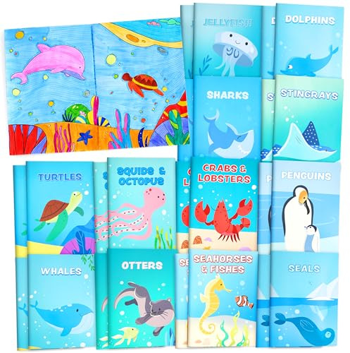 JOYIN 24Pcs Livres de Coloriage Océan pour Enfants, Mini-livres d'activités sur les Animaux Marins - Cadeaux d'Anniversaire, Favoris de Fête, Fournitures pour Goodie Bags de Classe