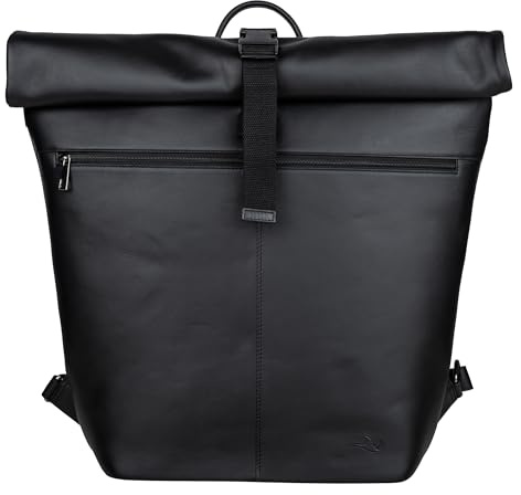MANTA Echtleder Rolltop Backpack, flexibler Kurierrucksack, Fahrradrucksack aus Leder, Businessrucksack mit 16-Zoll Laptopfach, Handgefertigter Rucksack, stilvoll & modern, Daypack für Job & Freizeit