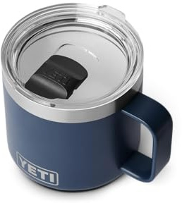 YETI Rambler 14 oz (414 ml) Stackable Mug with Durasip Ceramic Lining, Stainless Steel Vacuum Insulated Coffee Cup with Removable Magslider Lid, Navy