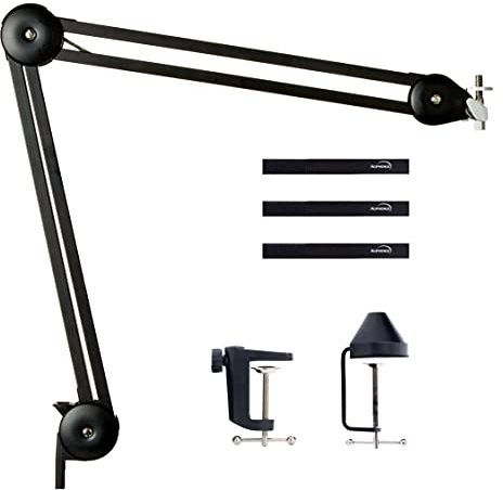 Microphone Boom Arm Stand – Adjustable Scissor Arm with Table Clamp, Compatible with Blue Yeti/Pro/X, Snowball, Audio - Technica, Dynamic & Condenser Mics