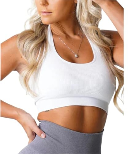 Tränings- och sport-BH:ar, Dam Sport Halter BH Spandex Flerfärgad Flera storlekar(White,M)