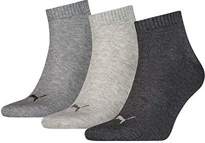 PUMA Plain 3P Quarter Socke, Grau (Anthrazit/L Mel Grey/M Mel Grey), 43/46 EU