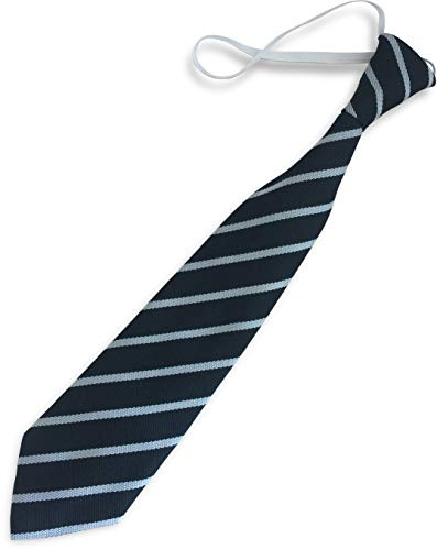 Great British Tie Club Cravate élastique à rayures simples pour enfant (taille bébé/primaire), noir et blanc, Length: 11 inches
