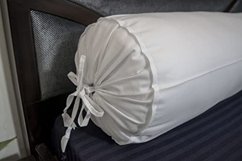 Saffron HANDICRAFTS Cotton 240TC - Bolster Cover Full Round Removable Cover for Neck Roll, Leg Rest,Yoga Practice, Meditation, Bed Sofa Couch (White, 6x16 (15 cm x 40 cm))