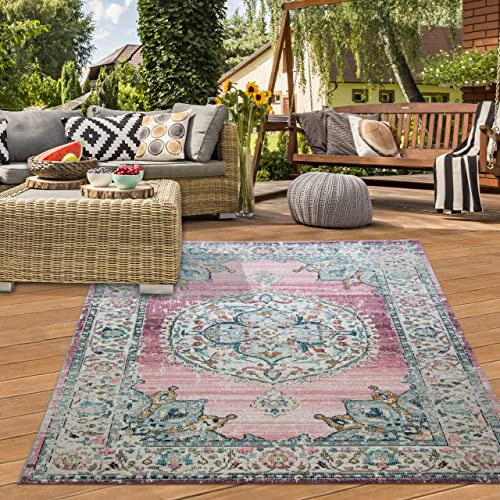 Teppich-Traum Alfombra Oriental Alfombra de salón Exterior Adornos en Rosado Größe 200 x 290 cm