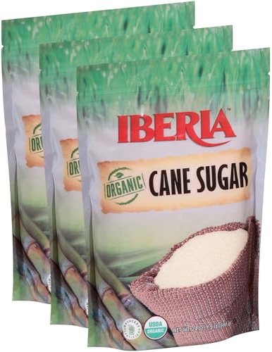 Iberia Organic Premium Cane Sugar, 1.5 lb. (Pack of 3) 100% Natural, Non GMO, Pure Cane Sugar