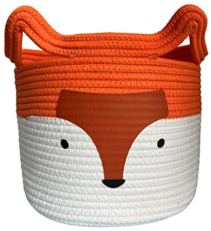 Bigepige Ceste Portagiochi Bambini Contenitori, Cesto Mobile Porta Giocattoli, Organizer Contenitore Giocattoli Baule Scatola Cesta Porta Giochi Bambini, Portabiancheria Sporca Corda Cotone Volpe