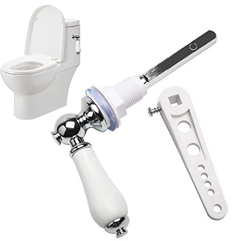 Ceramic Toilet Flush, Toilet Handles Flush Lever Traditional Victorian Style Toilet Handle Replacement Kit Chrome Plated Metal Handle for Toilet WC Cistern Flush Lever (White)