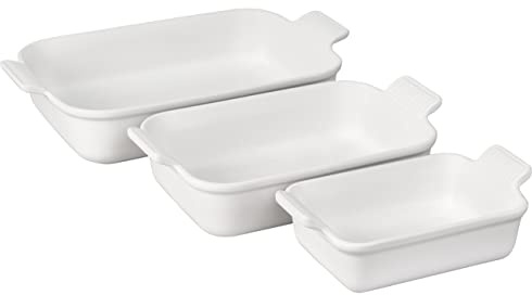 Le Creuset Stoneware Heritage Rectangular Baking Dish, 3 pc., White