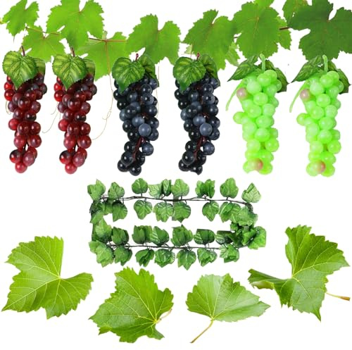 Molyorch 7 Racimos Uvas Artificiales, Simulación Uvas Artificial Lifelike Fruta, Uvas Artificiales, Uvas Realista Decoración, para Frutas Accesorios, Frutas Decorativas