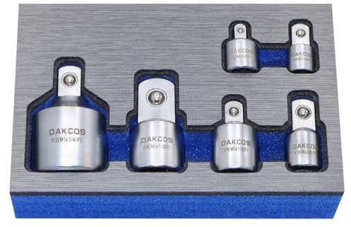 DAKCOS Juego de 6 adaptadores de llaves de vaso adaptadores de llave de tubo y reductores de vasos, 1/4 a 3/8, 3/8 a 1/4, 3/8 a 1/2, 1/2 a 3/8, 3/4 a 1/2, 1/2 a 3/4 CR-V