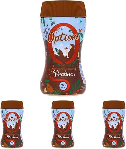 Options Hot Chocolate - Belgian Chocolate & Praline Flavour Hot Chocolate - Limited Edition Christmas Flavour - Perfect Low Calorie Festive Treat - 220g Jar, Packaging May Vary