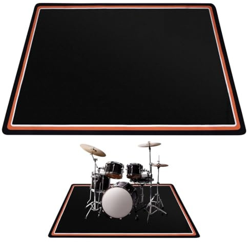Lnrueg Drum Rug, 6x5FT Drum Mat, Drum Carpet with Non-Slip Grip Bottom, Soundproof Musical Instrument Rug (Drum Carpet)