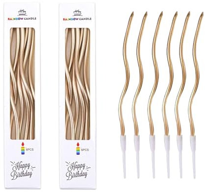 Bolosa 12 Stück Geburtstagskerzen für Torte, Kerzen Geburtstag, Birthday Candles, Tortenkerzen für Kinder & Erwachsene (Champagner)