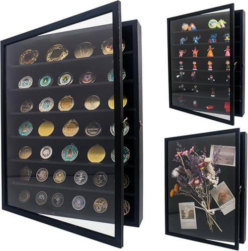 GraduationMall Marco de caja de sombra con estantes extraíbles, caja de memoria profunda negra de 16 x 20 pulgadas, vitrina para medallas militares, flores, recuerdos coleccionables