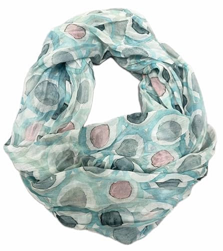 J26 Blumen Mandala Farbverlauf Kreis Seide Sommer Loop Verlauf Regenbogen Rainbow Silk Uni Rundschal Schlauchschal Stola Schal leicht 2025 Neu (KreisB Mint)