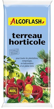 Algoflash Terreau Horticole, Utilisable en Agriculture Biologique - 40 L, Marron