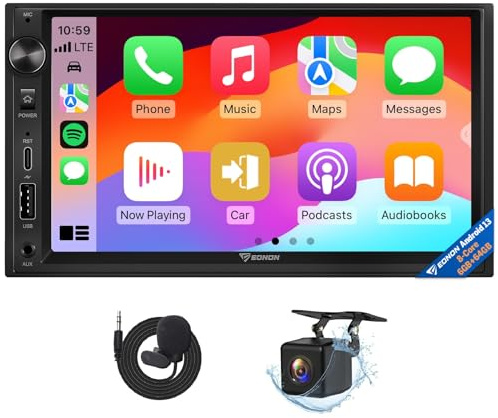 Eonon 7 Pulgadas Android 13 2DIN Autorradio 6+64GB 4G GPS CarPlay Android Auto Duplicación de Pantalla Pantalla Dividida Carga rápida Bluetooth WiFi Perilla de Volumen con cámara de Respaldo UX6S