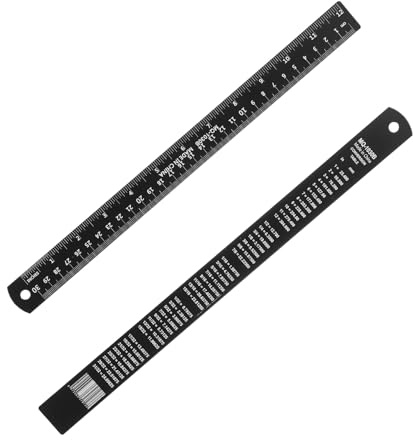 PATIKIL 30 cm/12 tum metalllinjal, aluminiumlegering metrisk linjal med tum och centimeter precisionsmätning för kontorsteknik, svart