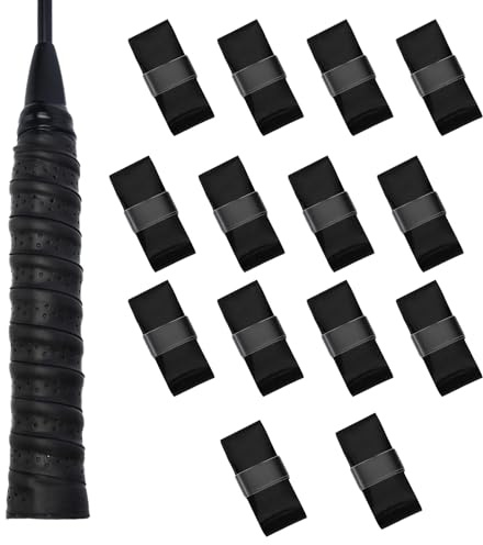 14 stycken greppband, tennisracket, 2,5 x 110 cm halkfritt greppband, badmintonracket, overgrip tennisracket, greppband för pickleball, tennis, badminton, padel, squashklubbor (svart)