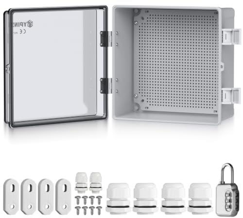 EYPINS Vattentät fördelningsbox IP67, kopplingsdosa vattentät ABS-plasthölje utomhus eluttag, växellåda, strömlåda med monteringstillbehör 30 x 30 x 17 cm | transparent kopplingsskåp