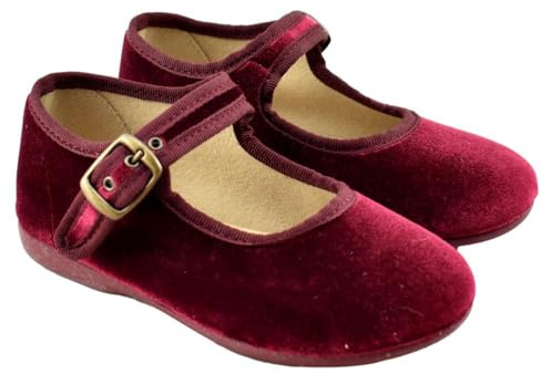 BATILAS - Zapato Tipo Mercedes de Terciopelo y Cierre de Hebilla 133977 Terciopelo NIÑOS Color: Burdeos Talla: 22